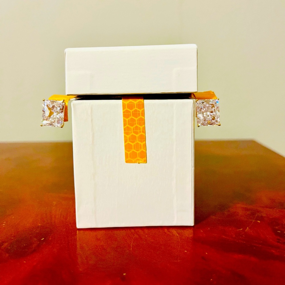 Yellow gold plated CZ earrings